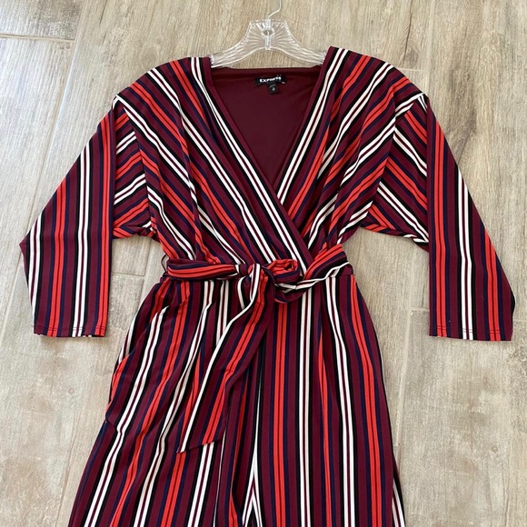 Express Red Surplice Striped Jumpsuit, SIZE XS - Picture 8 of 8